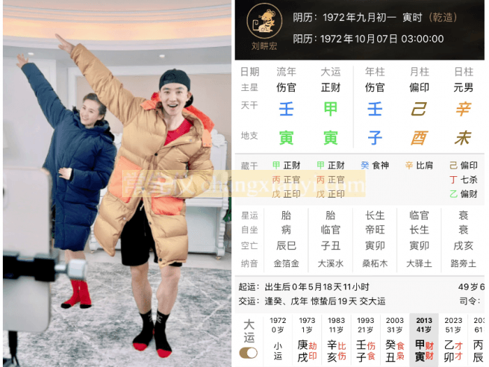 刘畊宏八字排盘