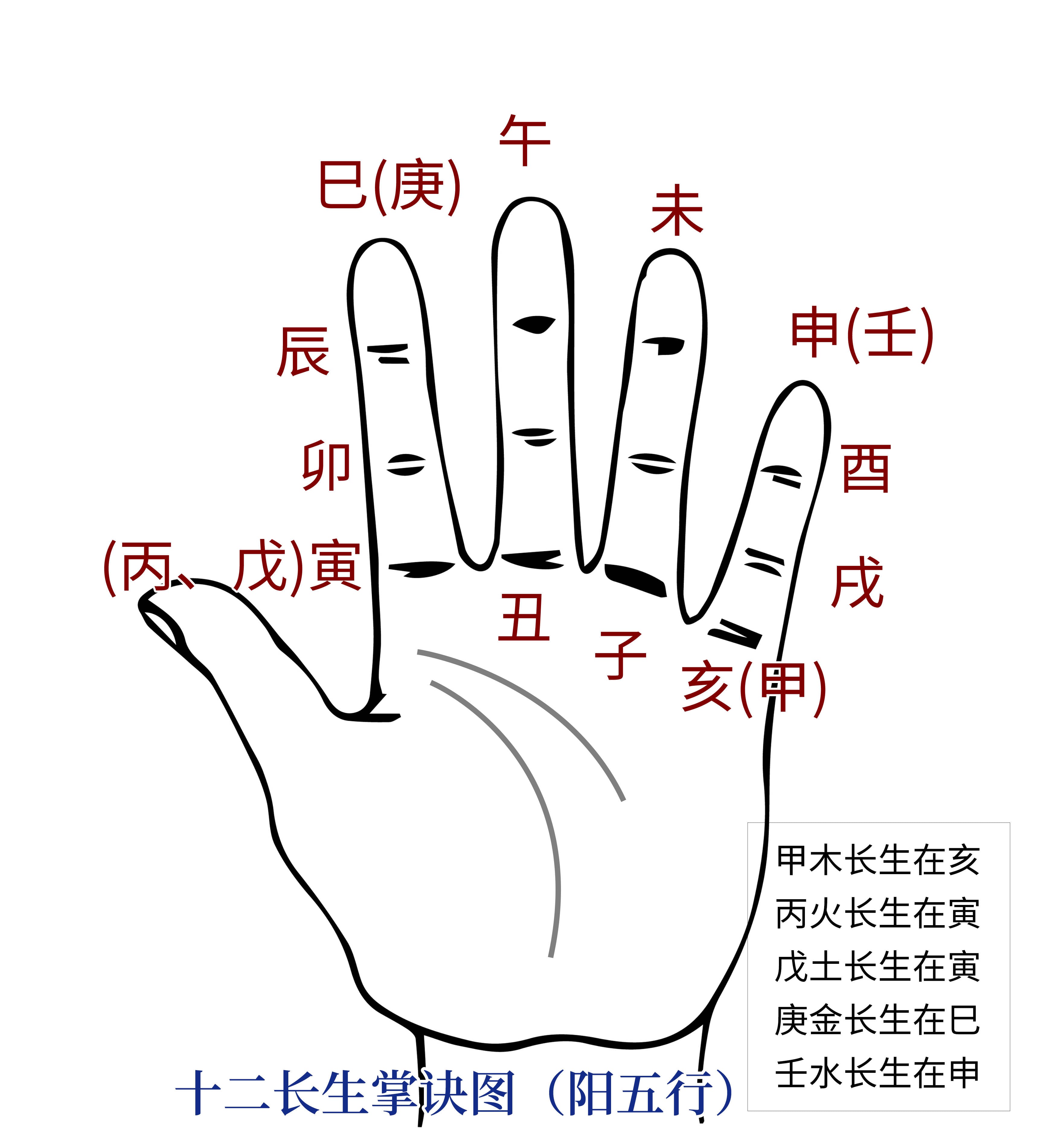阳五行十二产生掌诀图