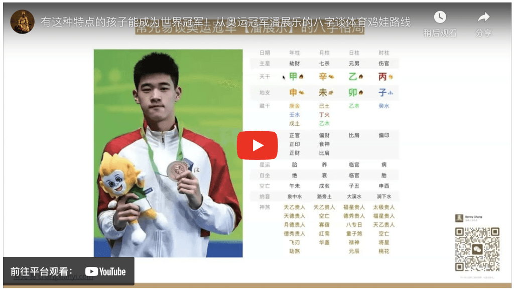 奥运冠军潘展乐八字视频解读